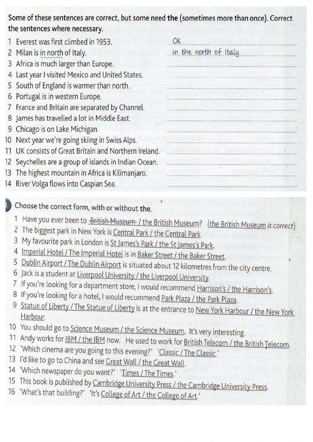 Articles with geographical and proper names