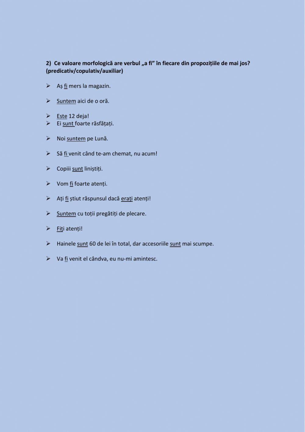 Temă: Verbul. Predicatul. Exerciții