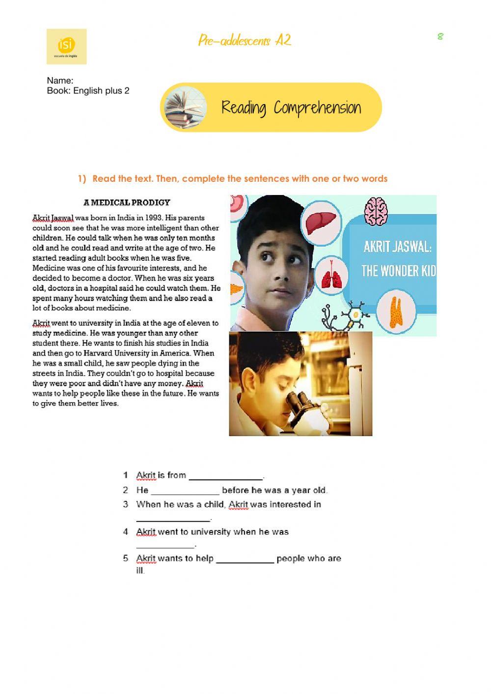 Pre-adolescents A2- Reading and Use of English