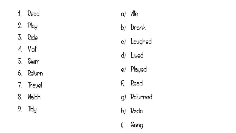 Matching verbs in simple past