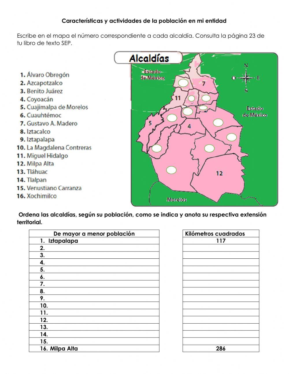 Características y actividades de la población en mi entidad (Ciudad de México)