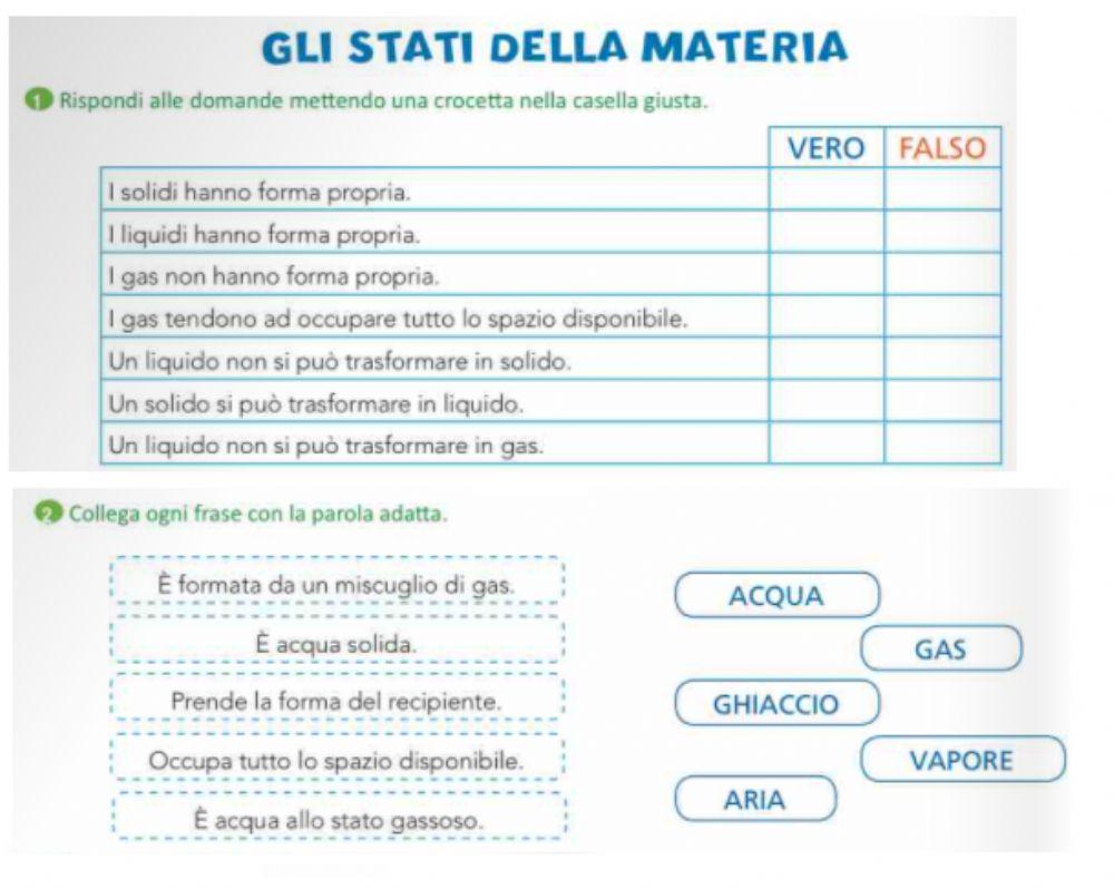Gli stati della materia worksheet | Live Worksheets