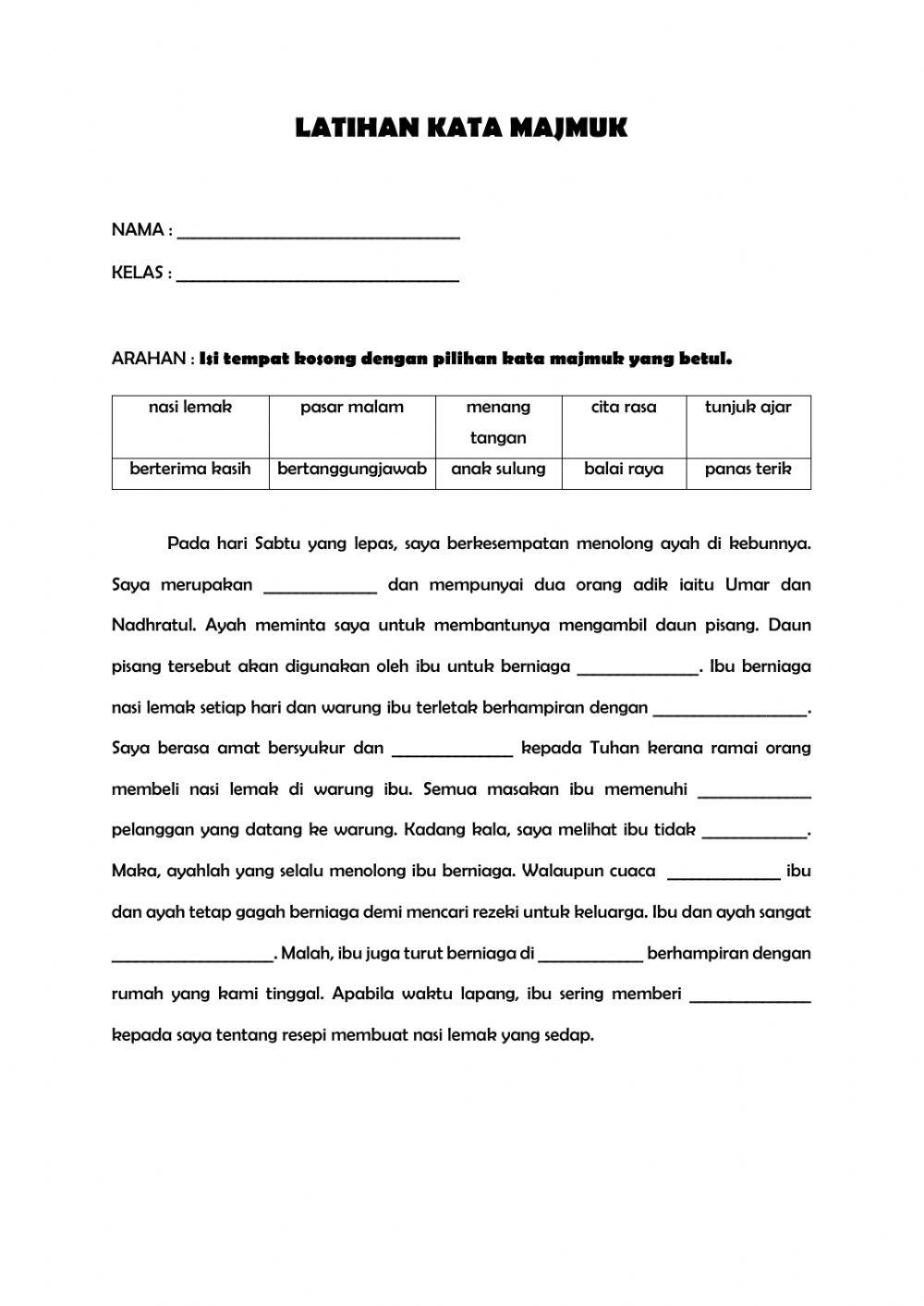 Latihan kata majmuk tema pertanian