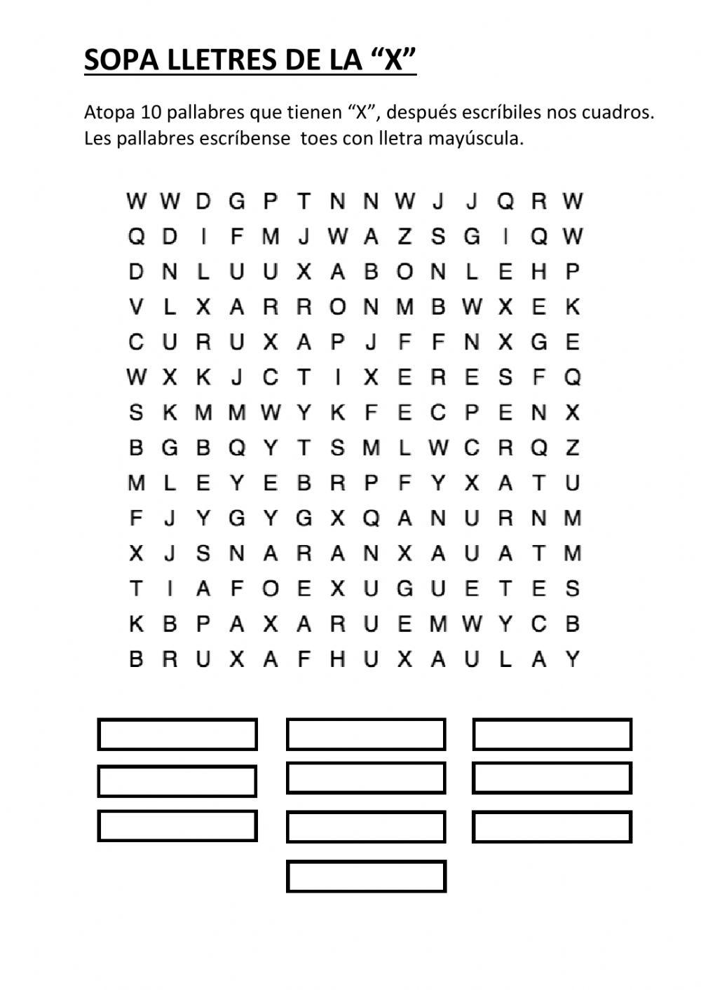 Sopa lletres de la -x-