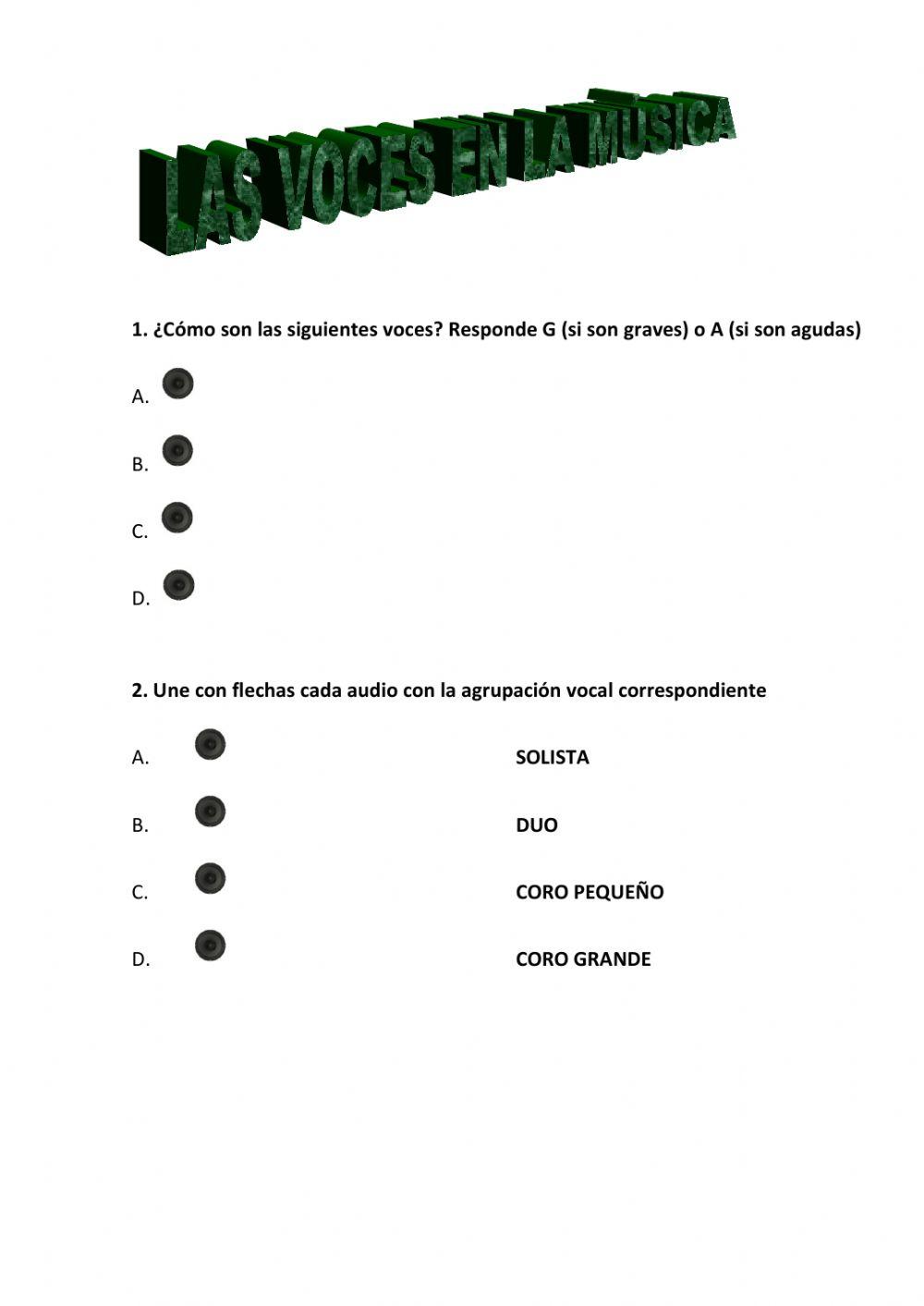 Voces y agrupaciones vocales música