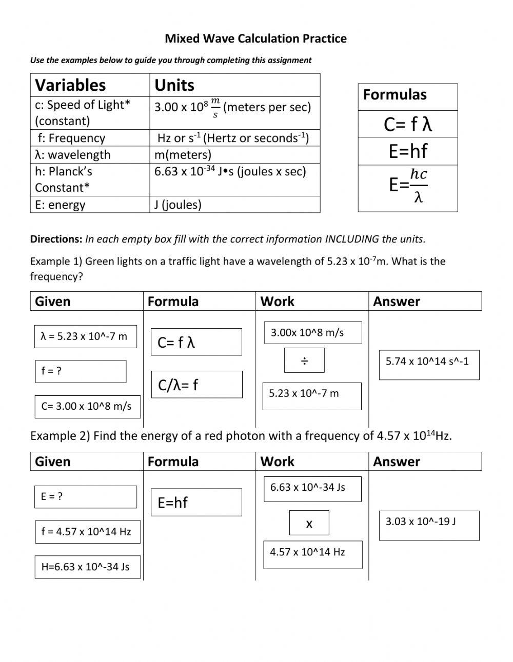 Mixed Wave Calculations