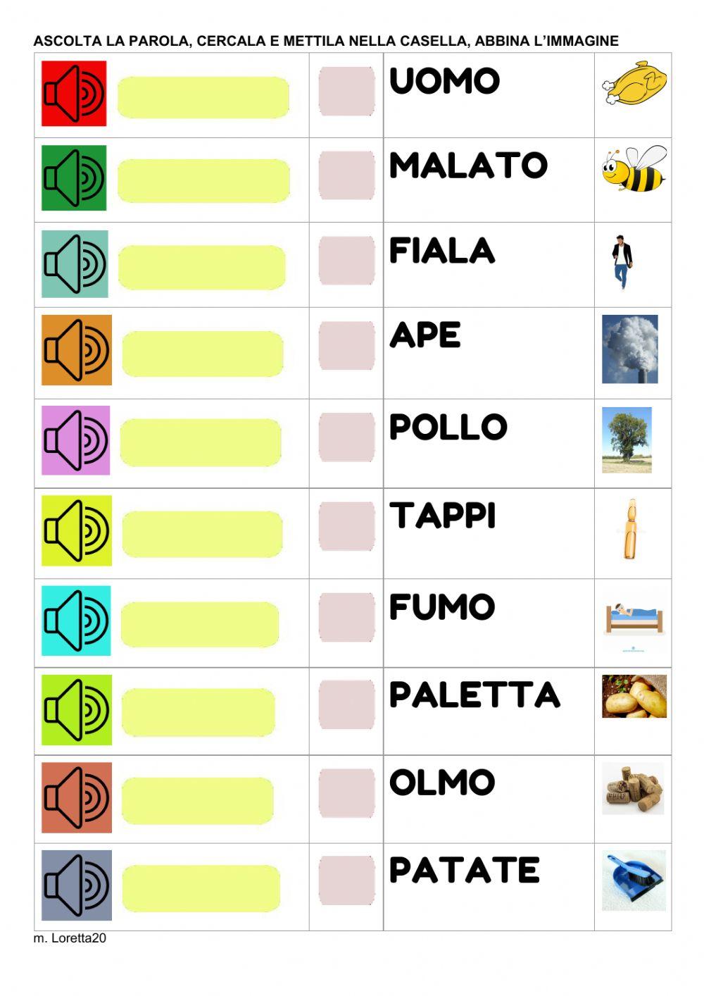 Ascolto leggo abbino l m p t f