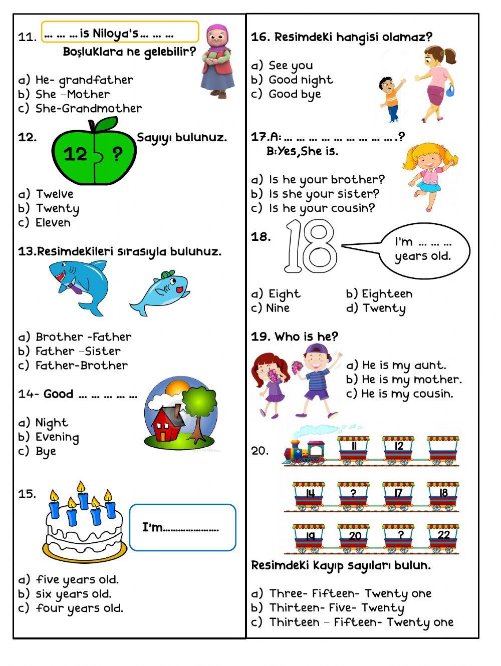3.Sınıf İlk 2 Ünite Test