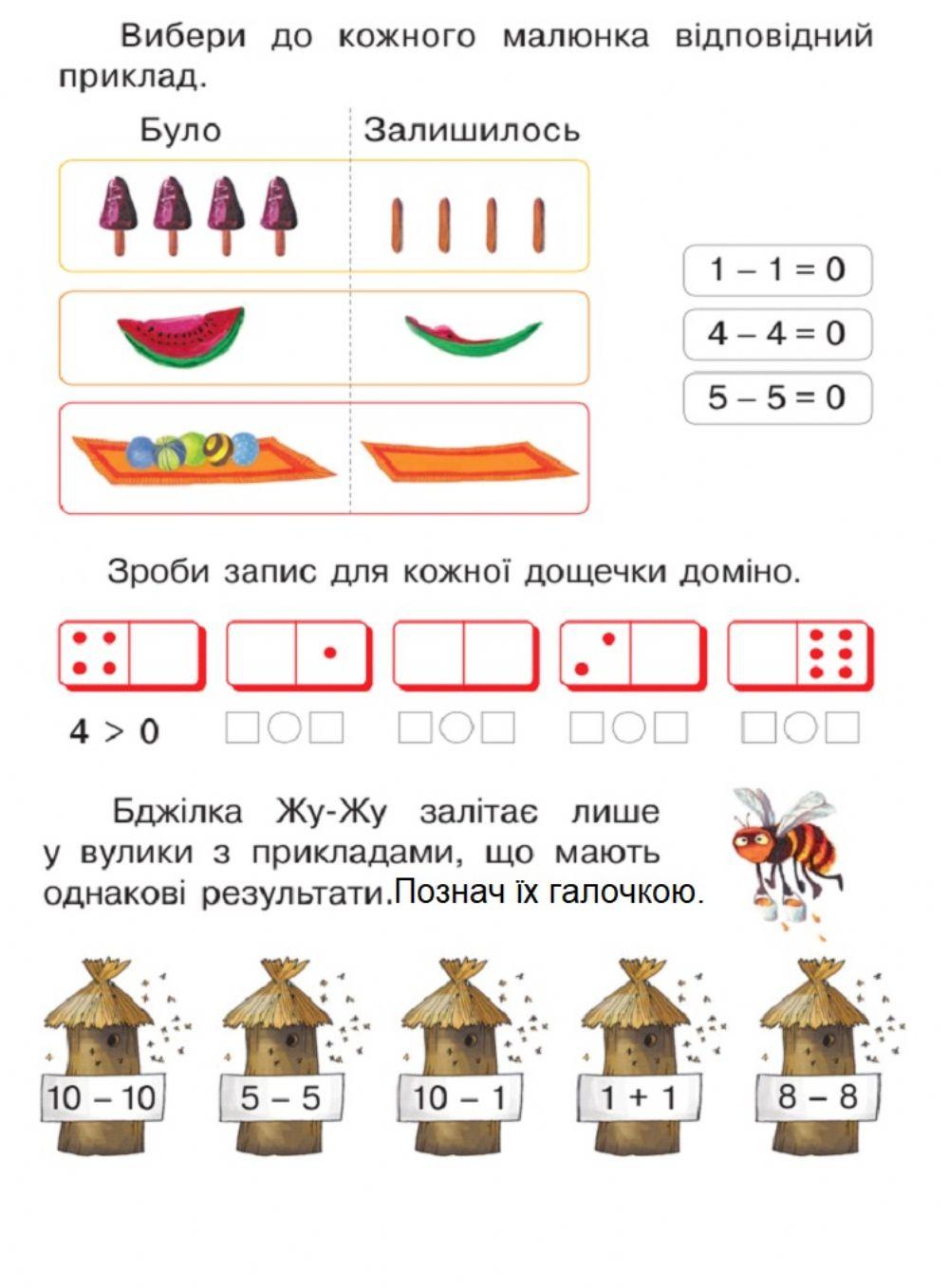 Число 0. Віднімання рівних чисел