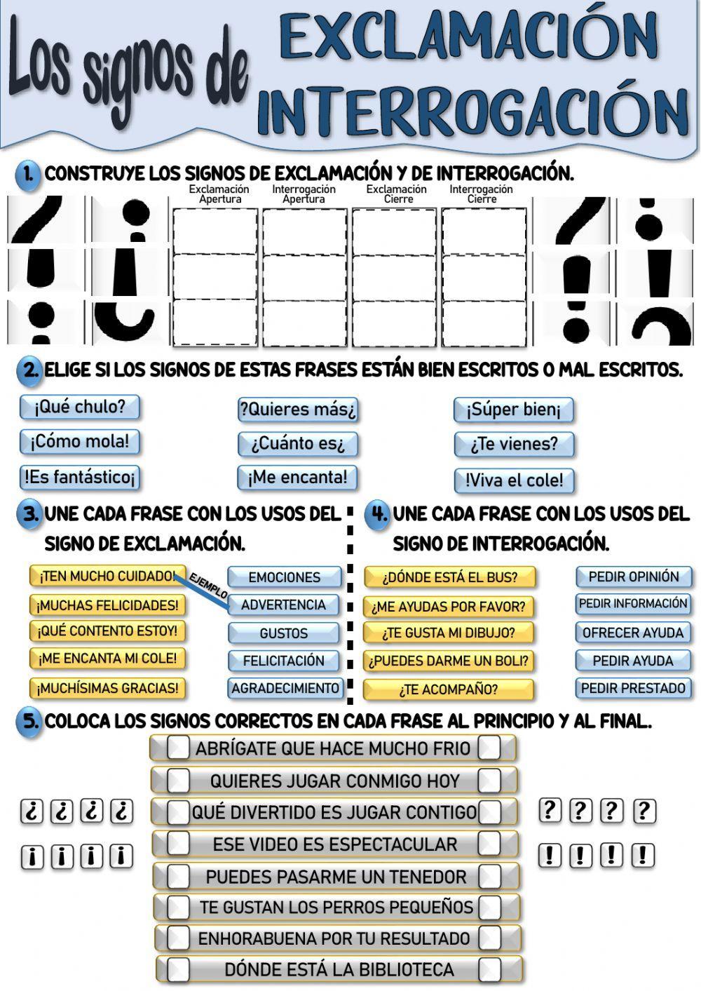 Signos de exclamación e interrogación Signos de exclamación e interrogación