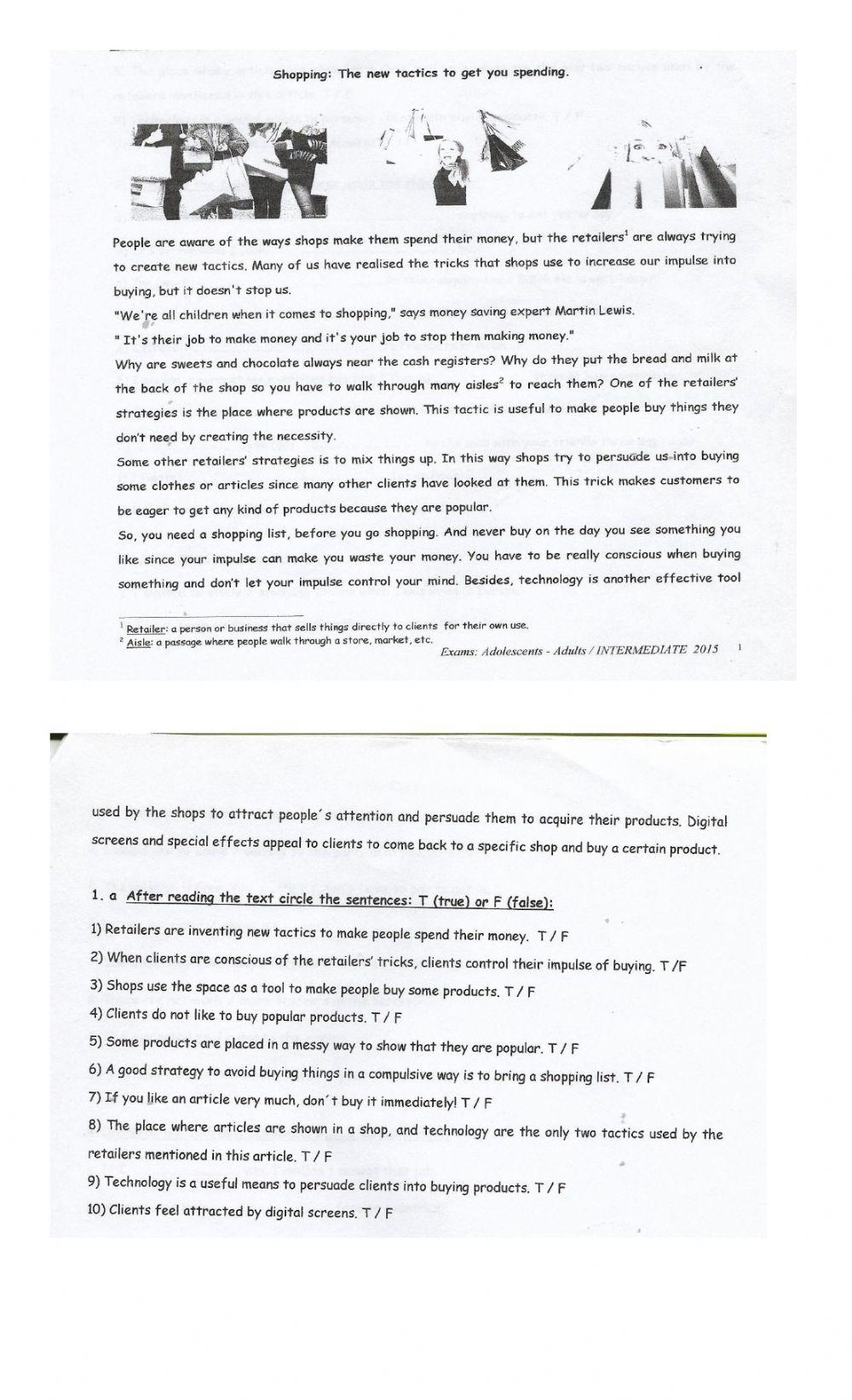 Reading comprehension.. shopping