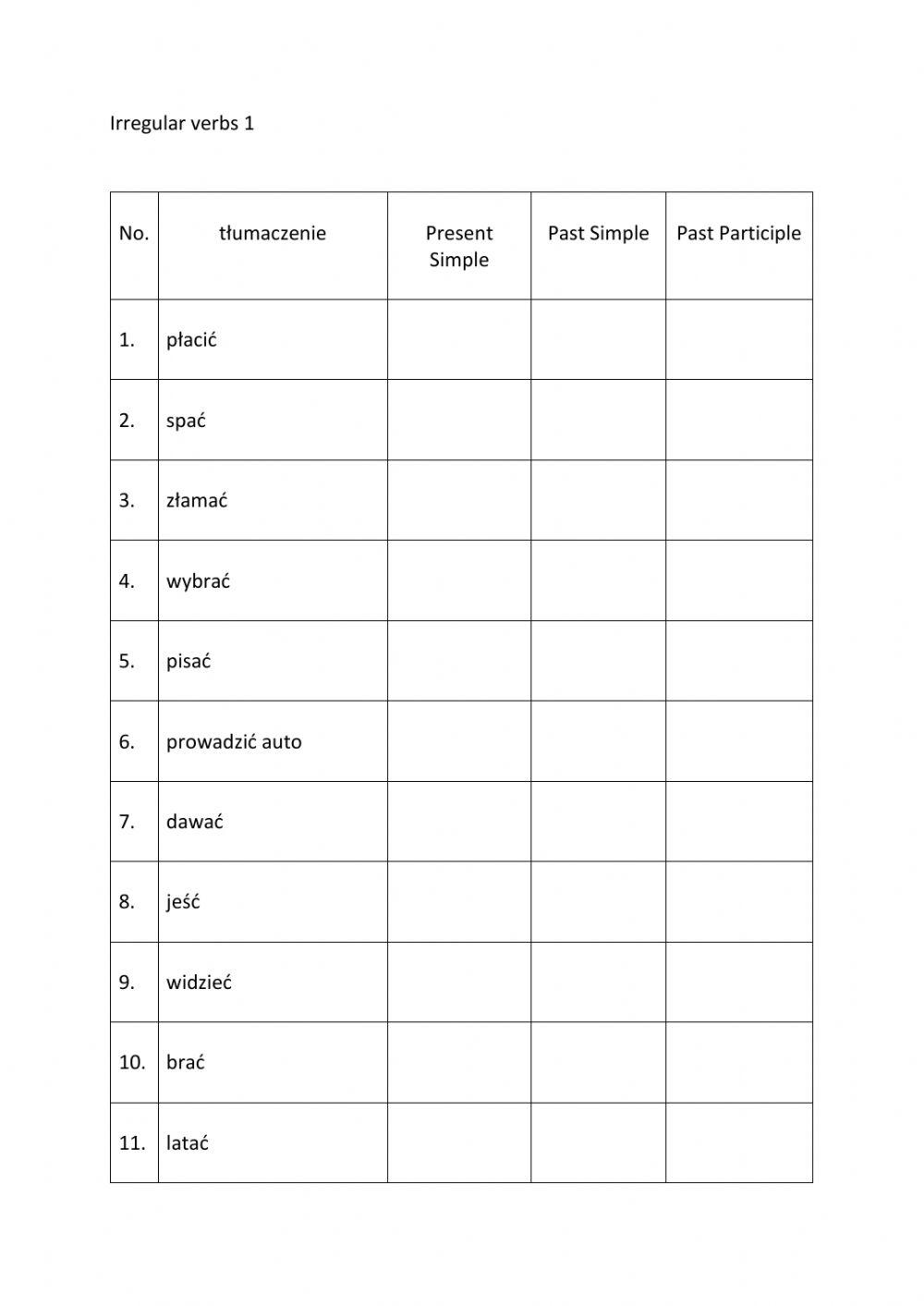 Irregular verbs