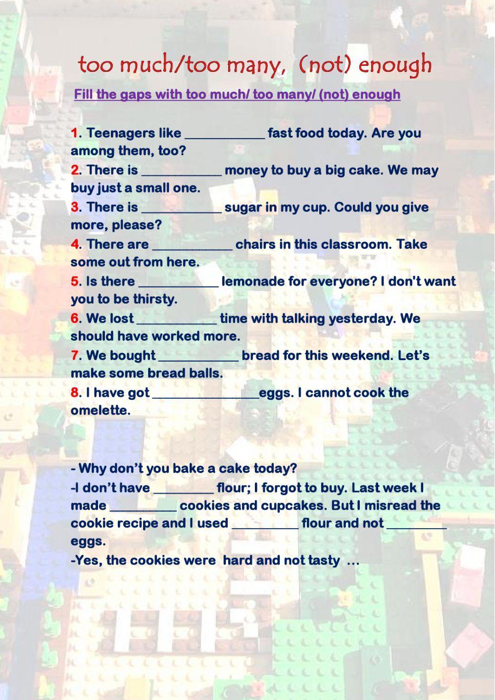 Too much-too many-not enough