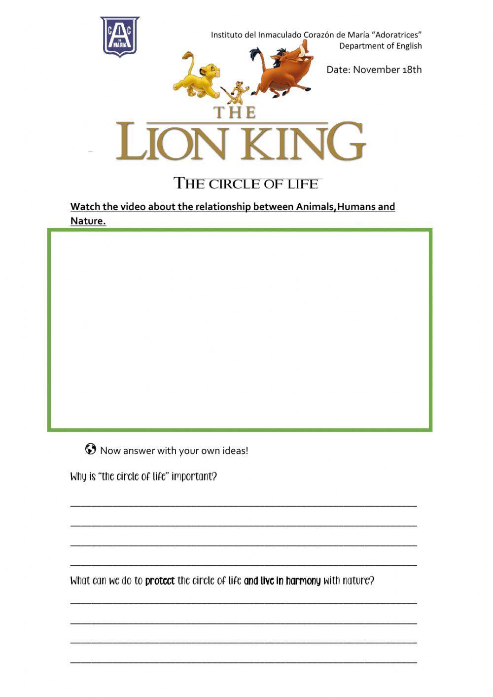 Lion King Worksheets