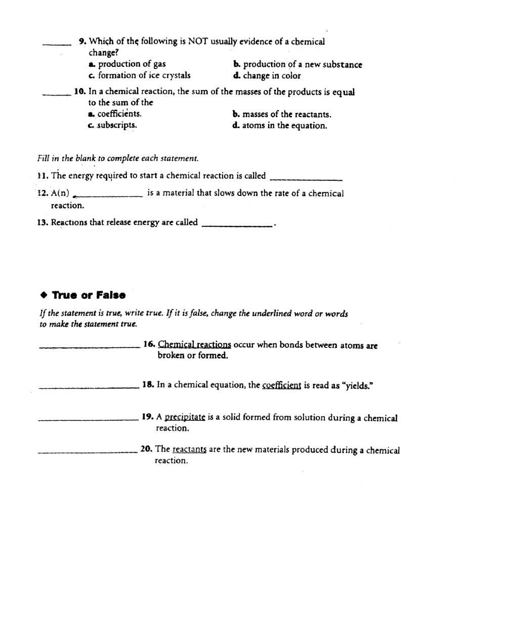 Chemical Reactions 2