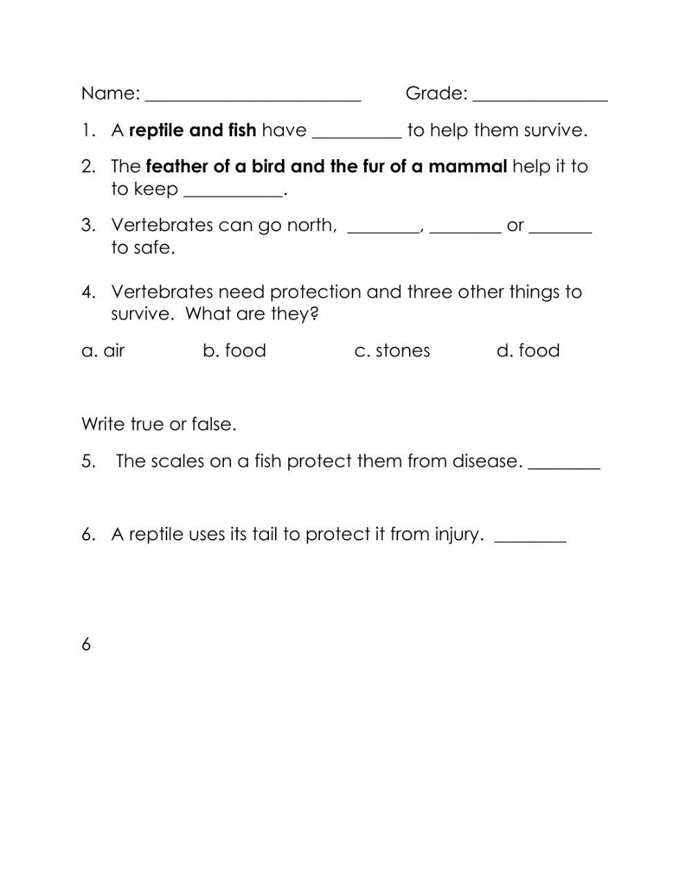 How vertebrates use body parts to help them survive