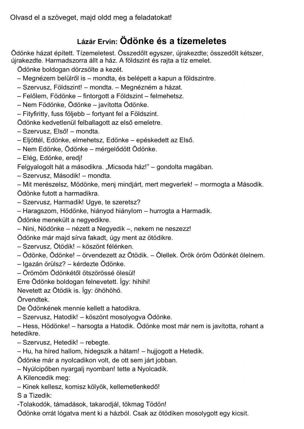 Gyakorló feladatlap