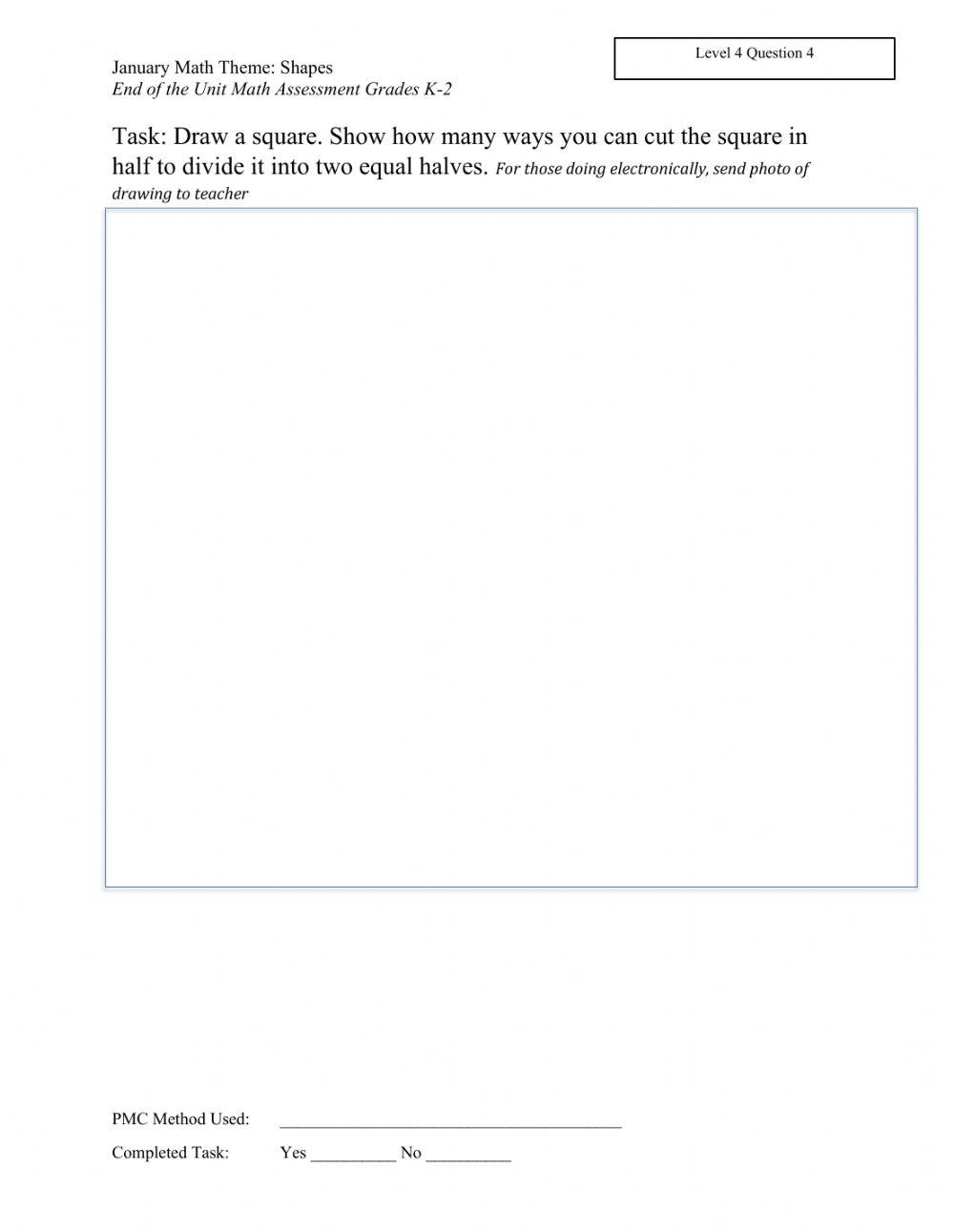 January Math assessment level 4 k-2 2020