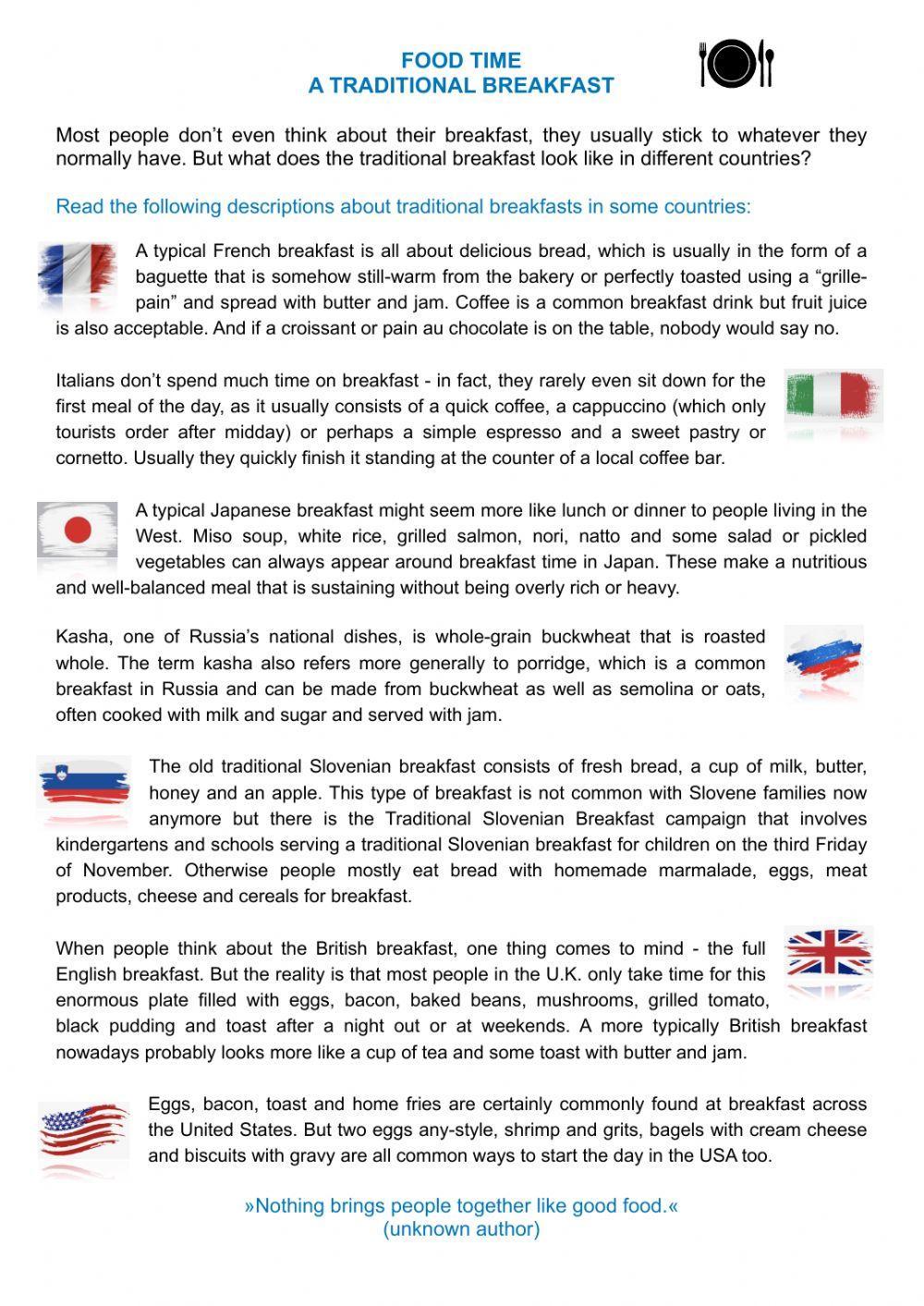 A traditional breakfast