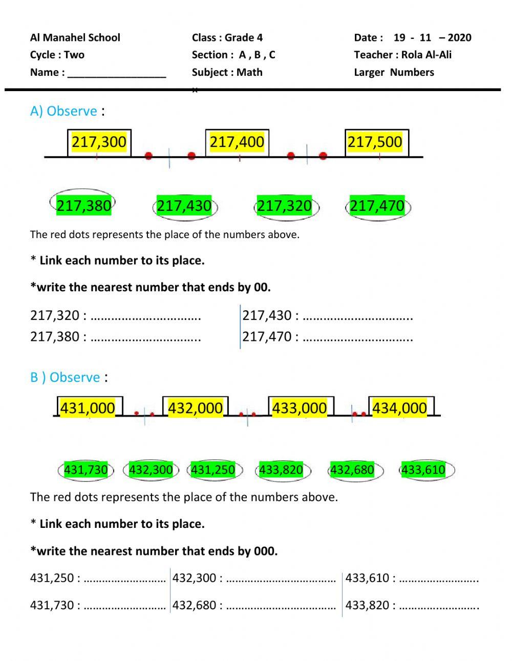 Rounding to the nearest 100 - 1,000