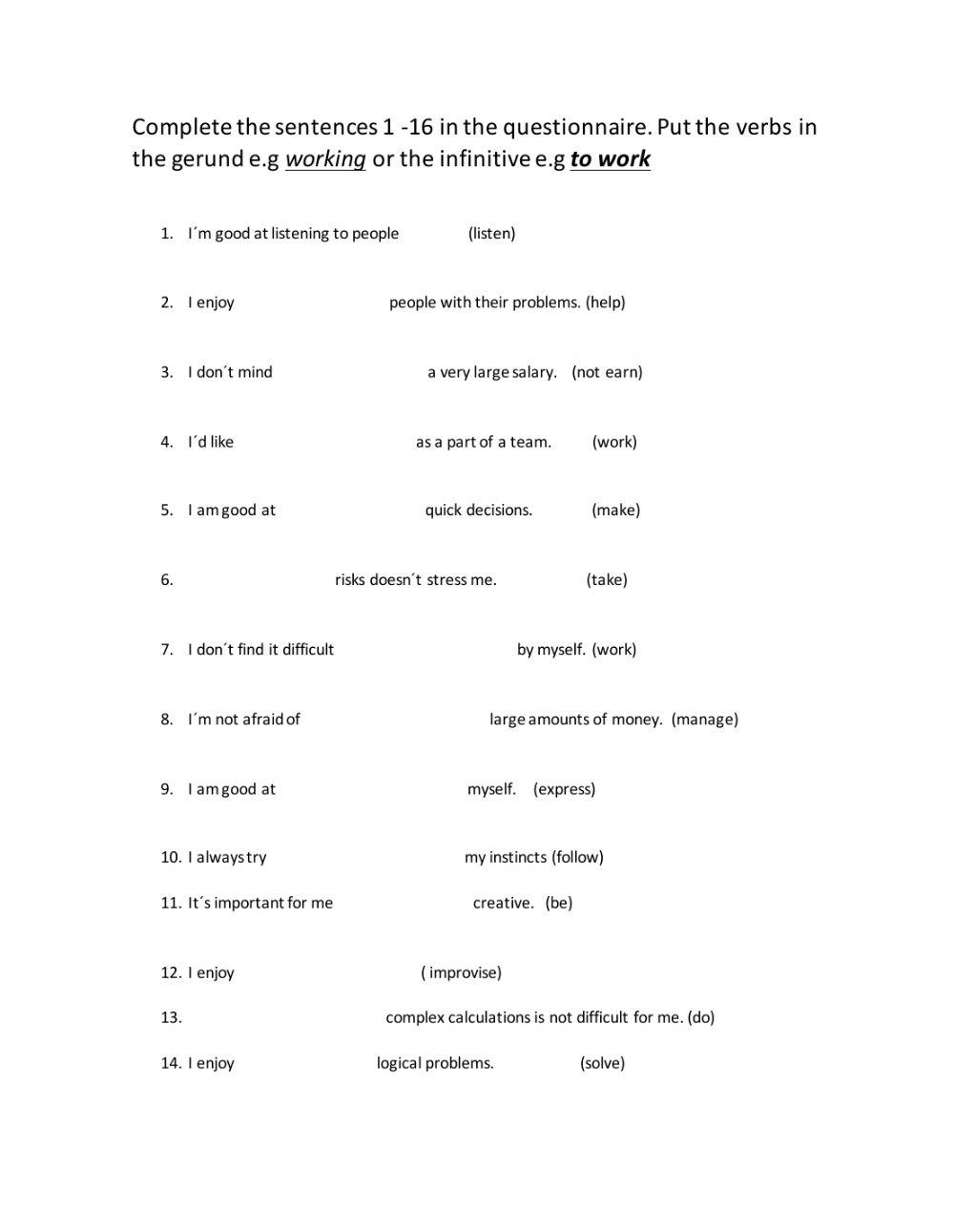 Gerunds and infinitives