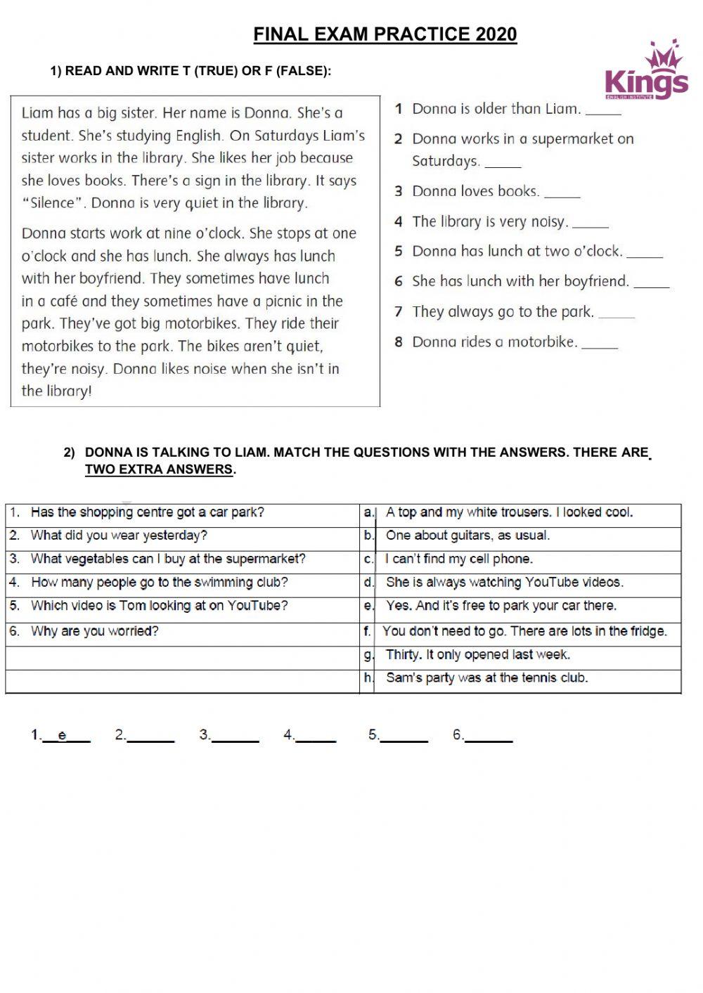 Teens 2 final test PRACTICE