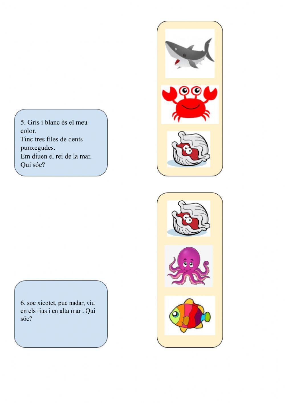 Endevinalles dels animals marins