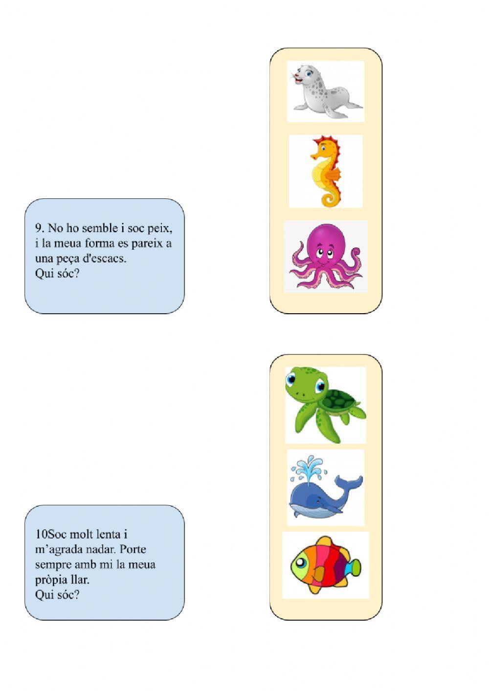 Endevinalles dels animals marins