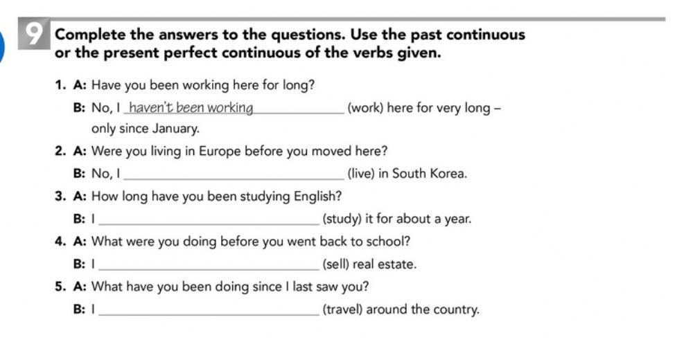Simple past or present perfect continuous