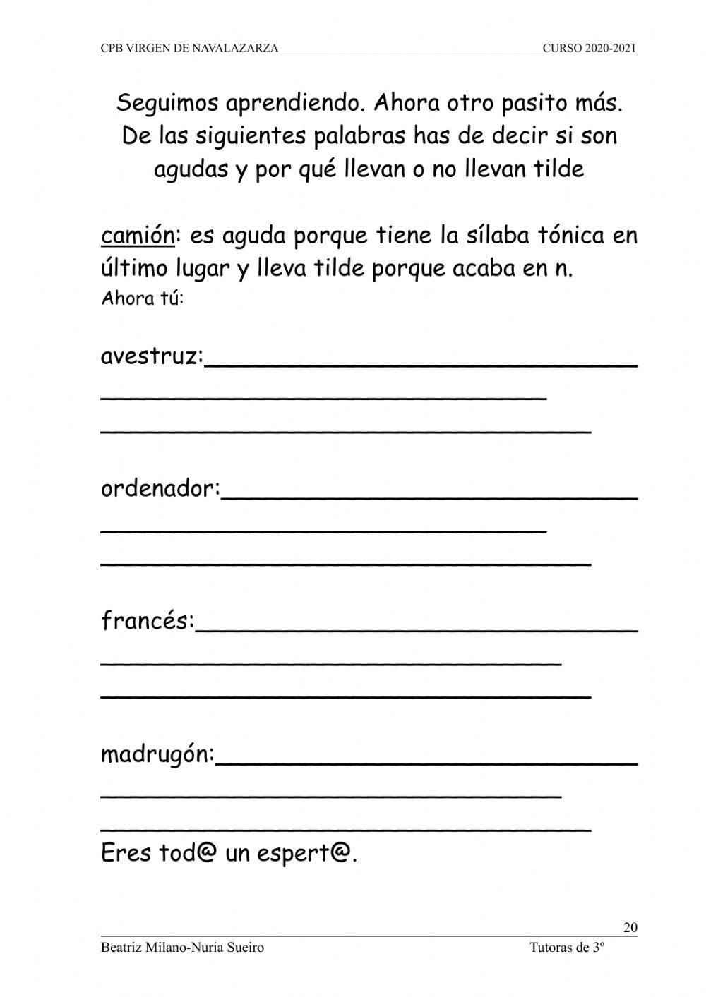APRENDO LA ACENTUACIÓN PARTE II- LLANAS Y ESDRÚJULAS