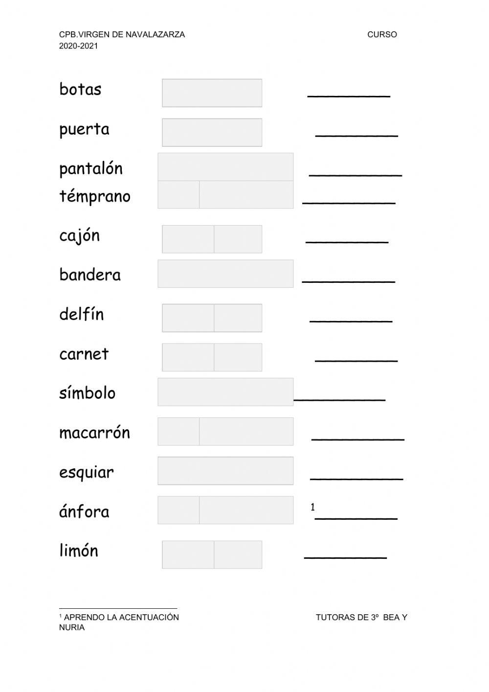 APRENDO LA ACENTUACIÓN PARTE III- ESDRÚJULAS
