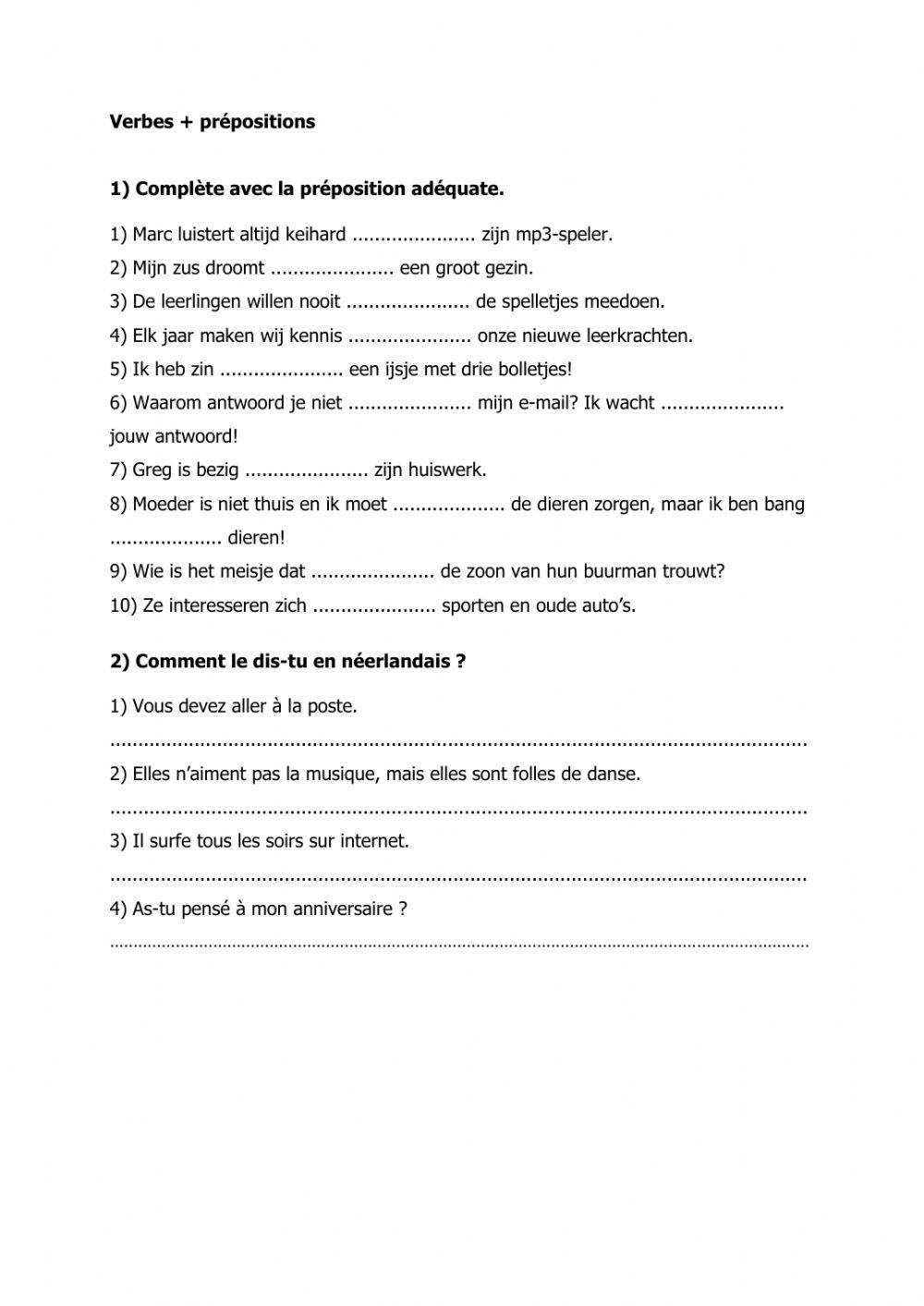 Les verbes à préposition fixe 2