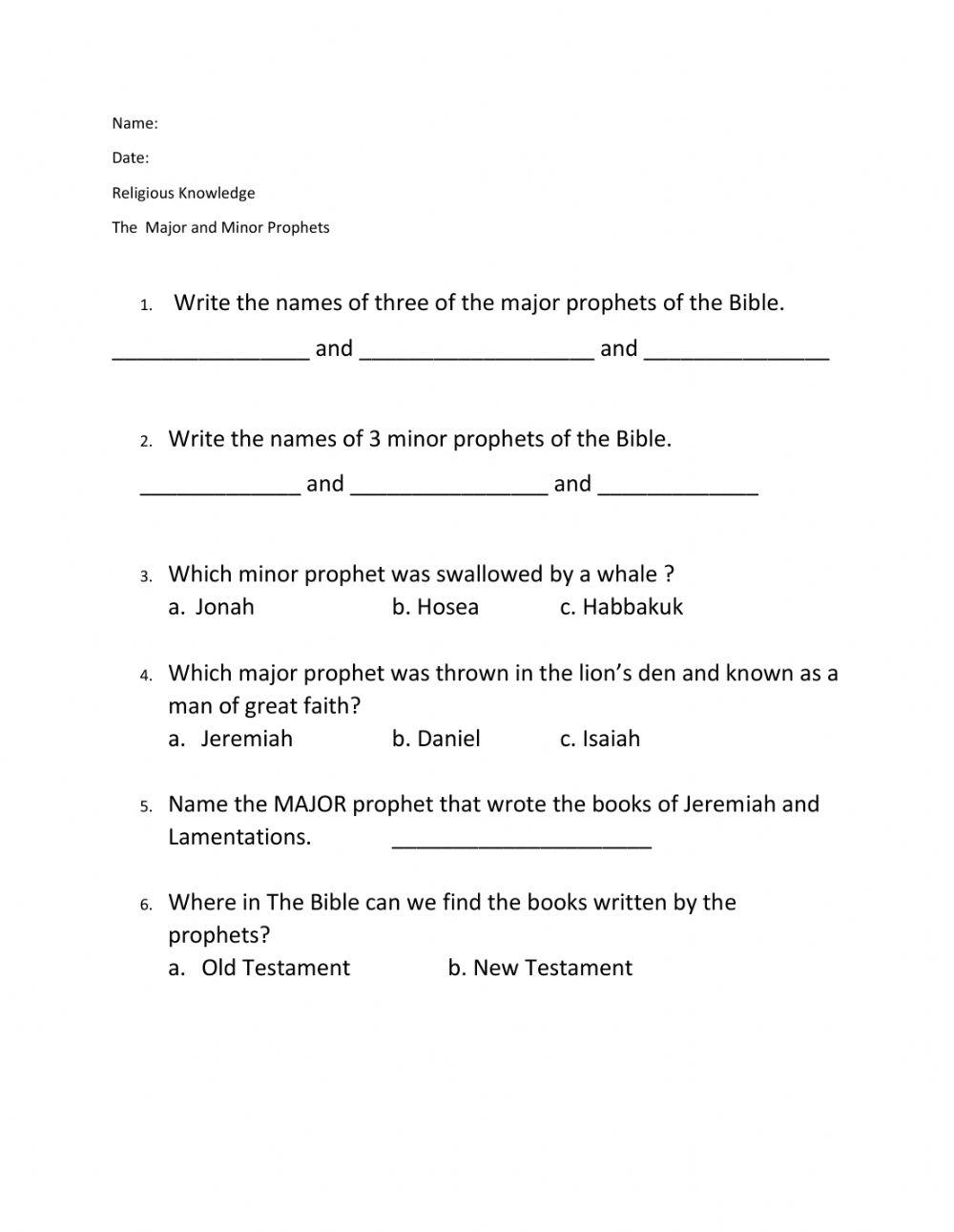 Major and Minor Prophets