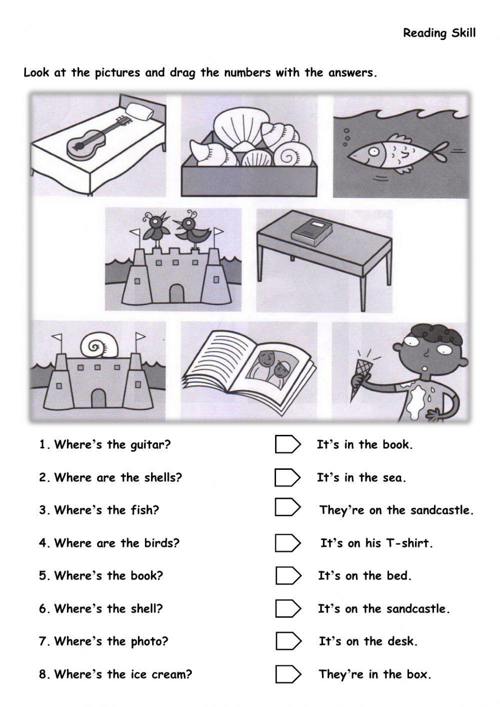 WB p109-Look at the pictures and drag the numbers with the answers.