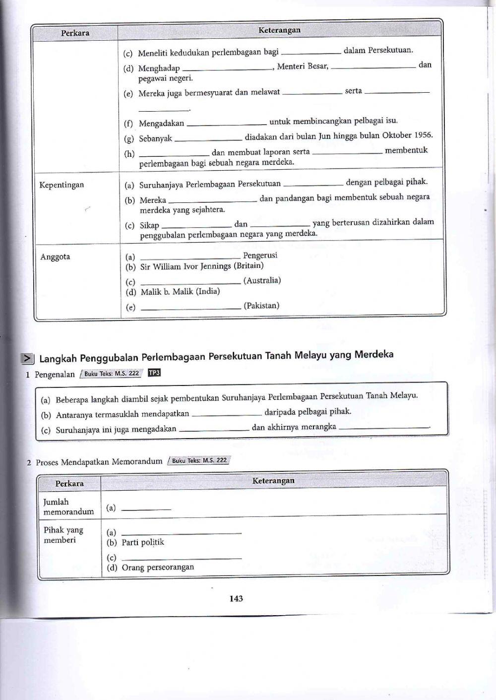 Latihan Sejarah Tingkatan 4 Topik 9.3 - 9.4 online exercise for | Live