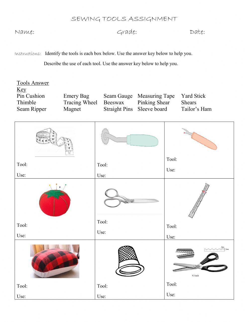 Sewing Tools & Equipment worksheet | Live Worksheets Sewing Tools & Equipment worksheet | Live Worksheets