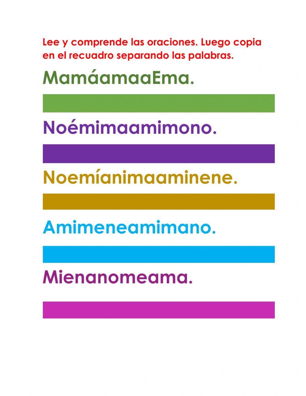 Lectura de oraciones Fonema M-N