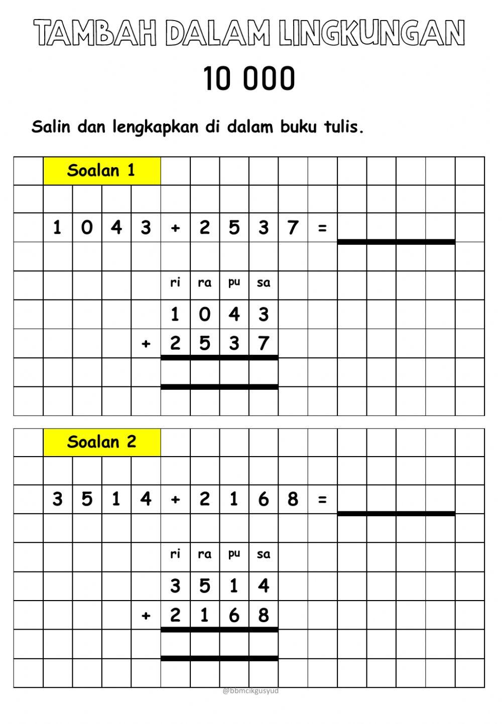 Tambah dalam lingkungan 10 000