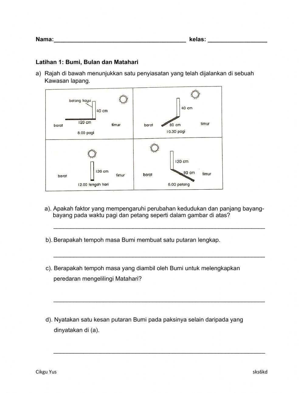 Bumi, Bulan dan Matahari