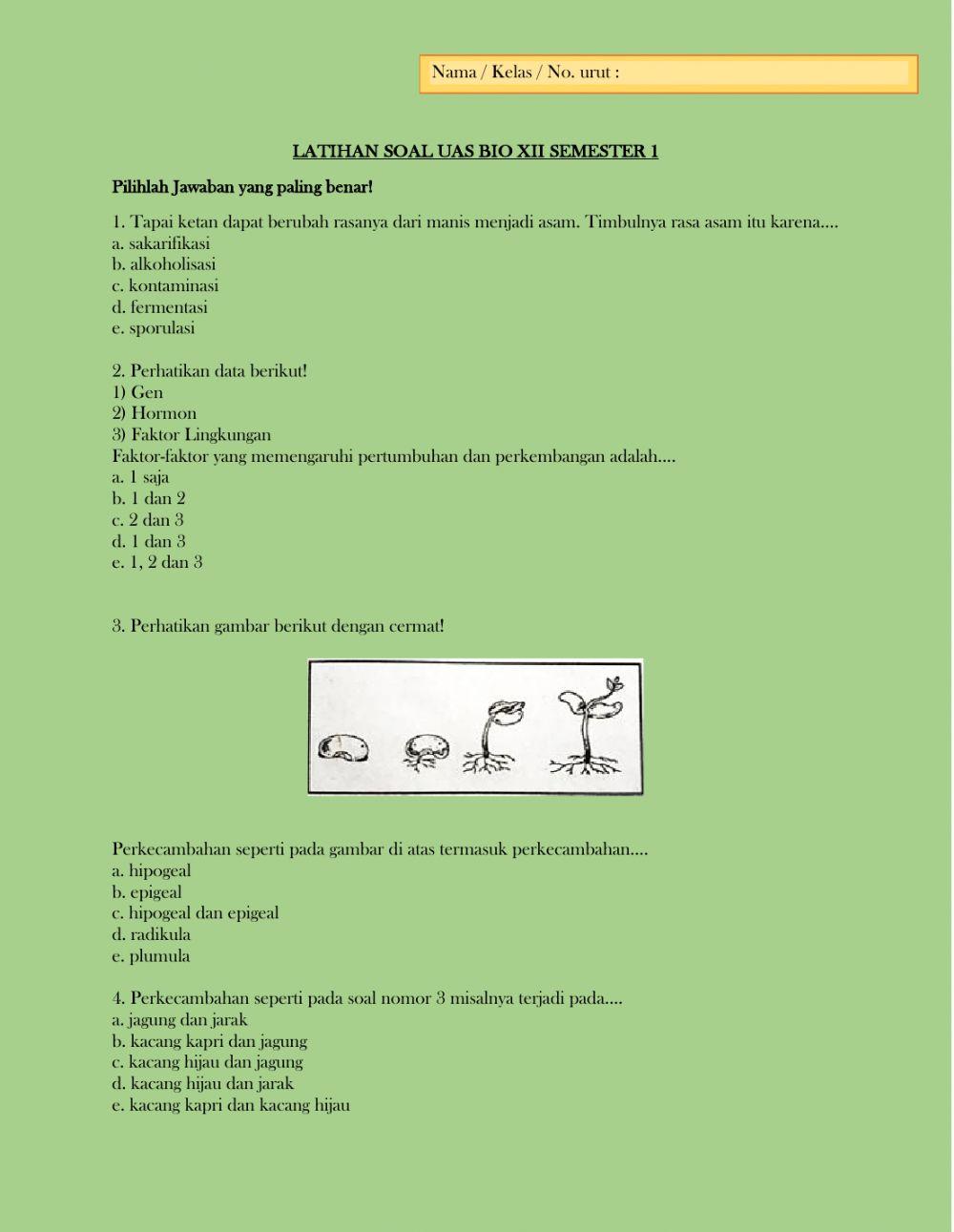 Latihan uas gasal bio xii