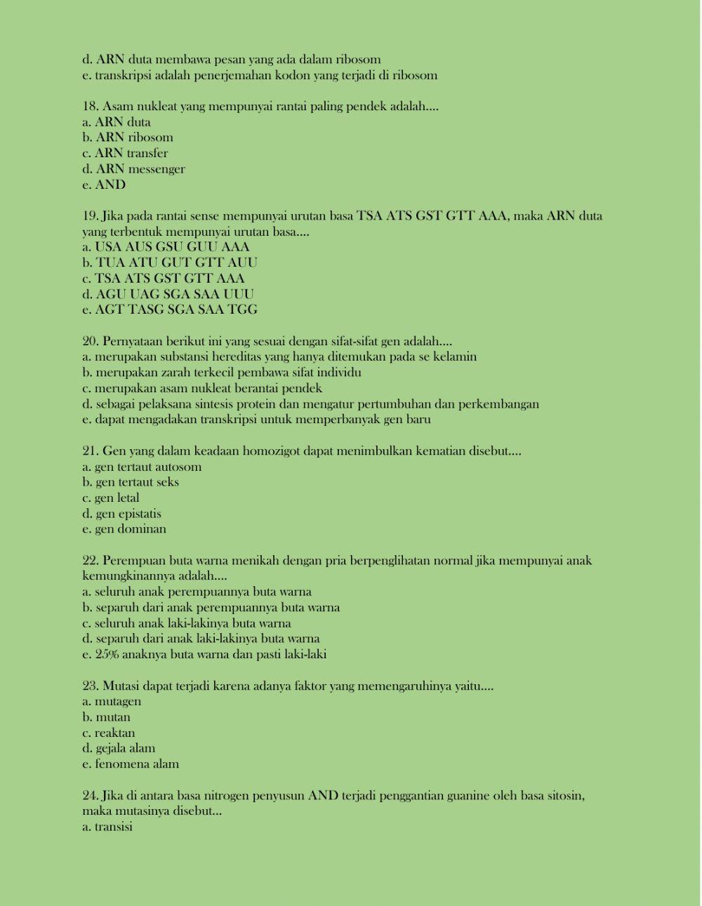 Latihan uas gasal bio xii