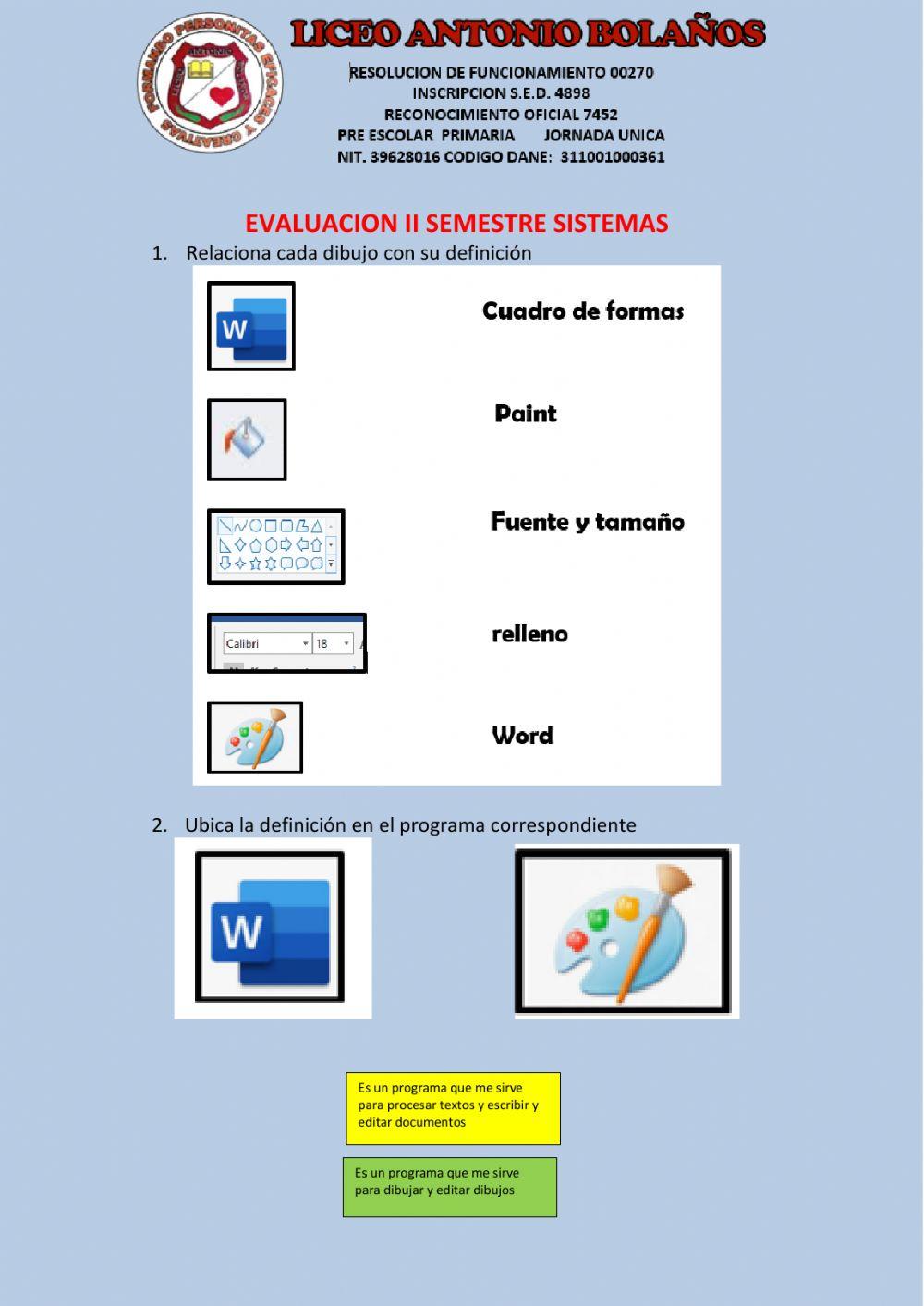 Sistemas word y paint