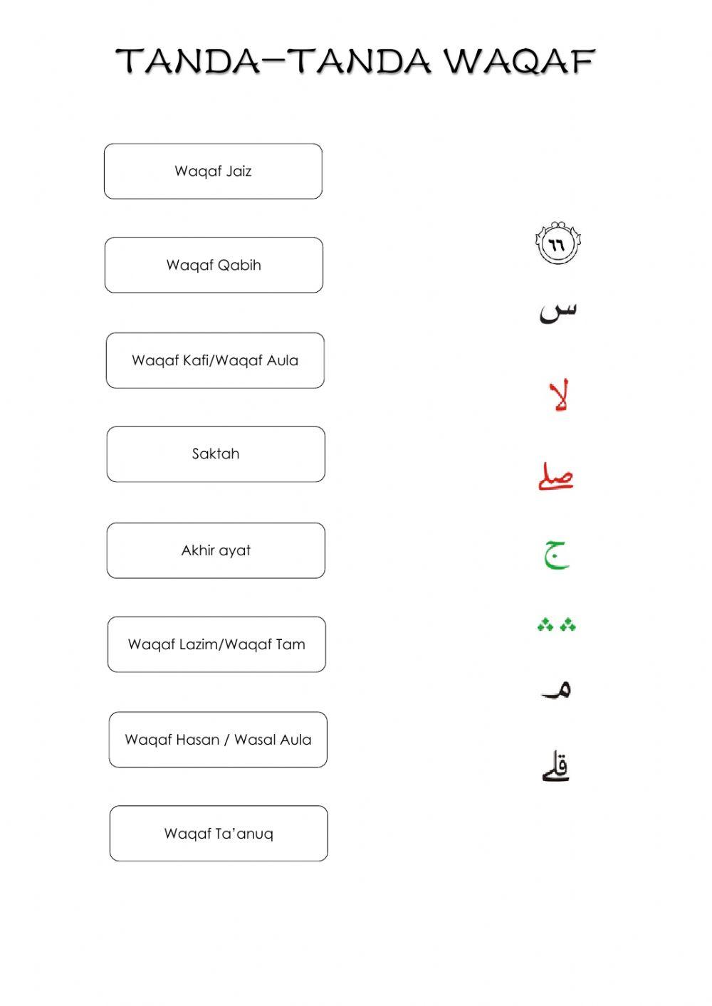 Tanda Waqaf Live Worksheets