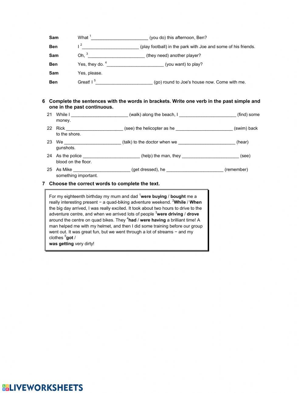 Vocabulary and grammar 2nd year