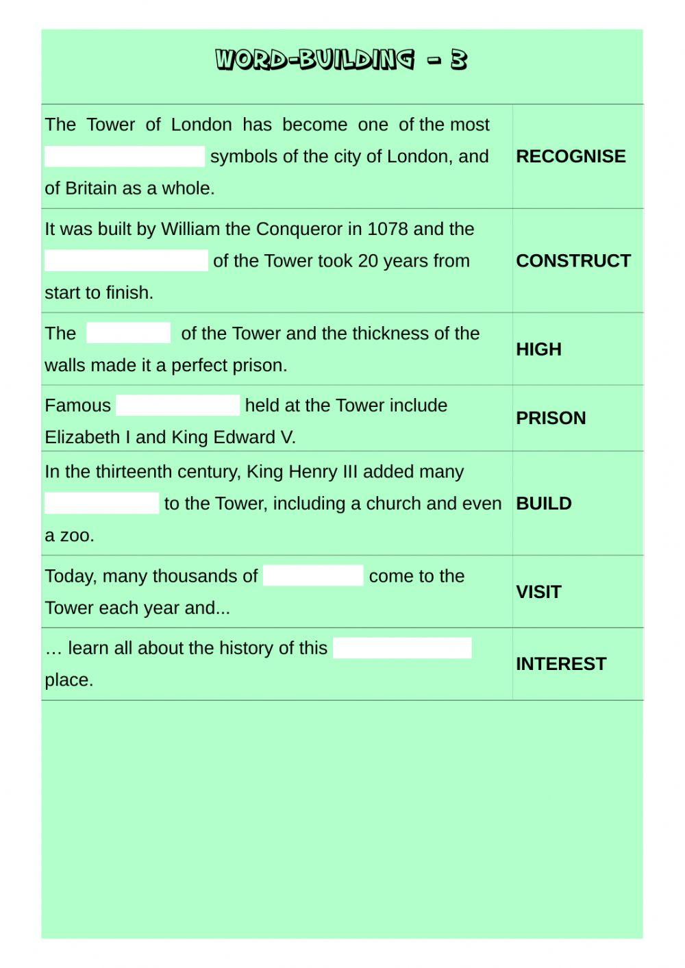 Word-building-3 worksheet | Live Worksheets