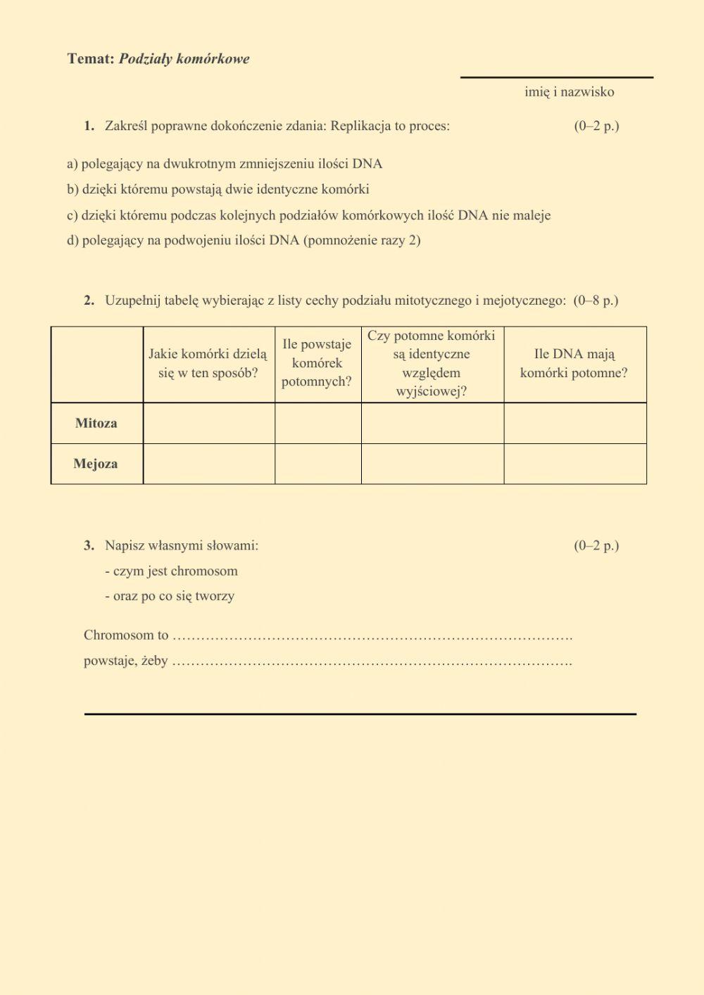 Podziały komórkowe