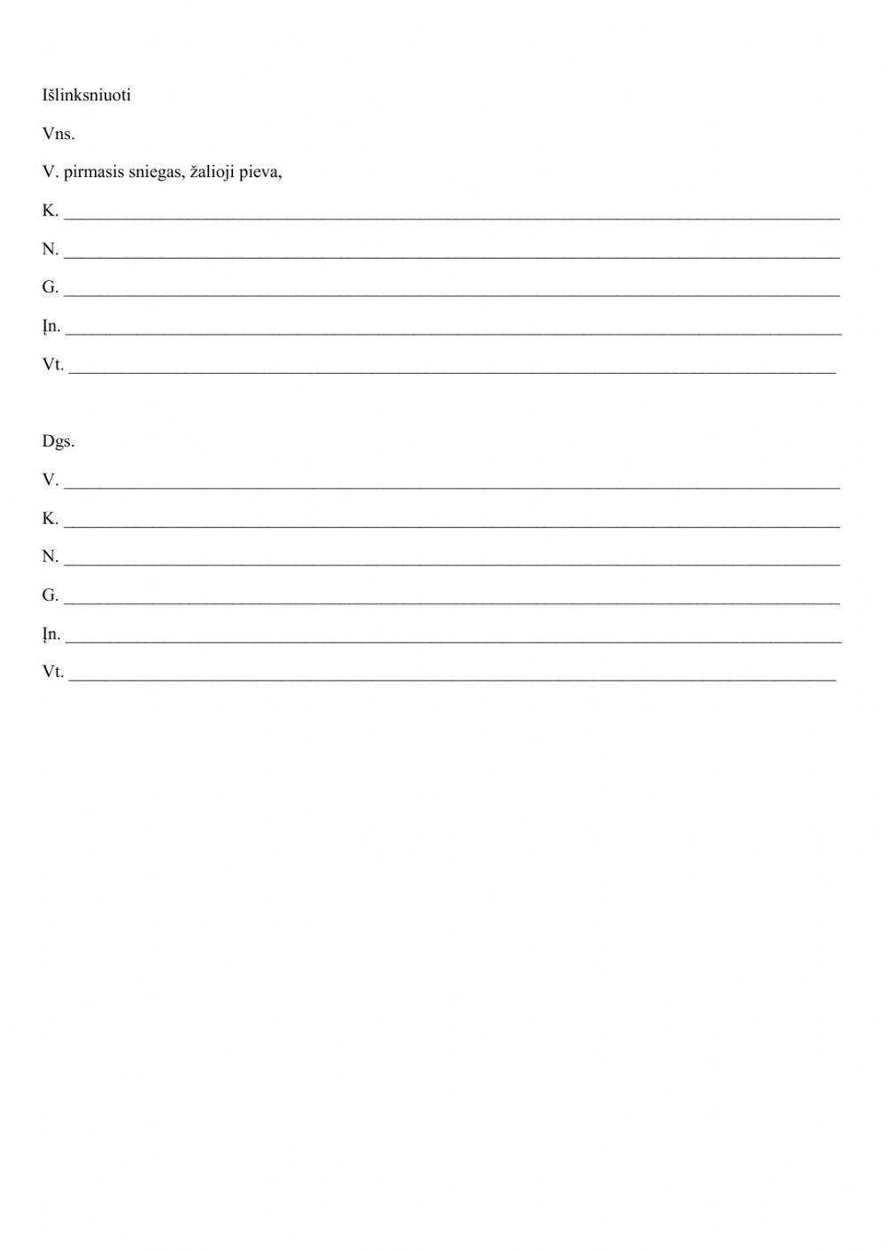 Įvardžiuotinių formų linksniavimas