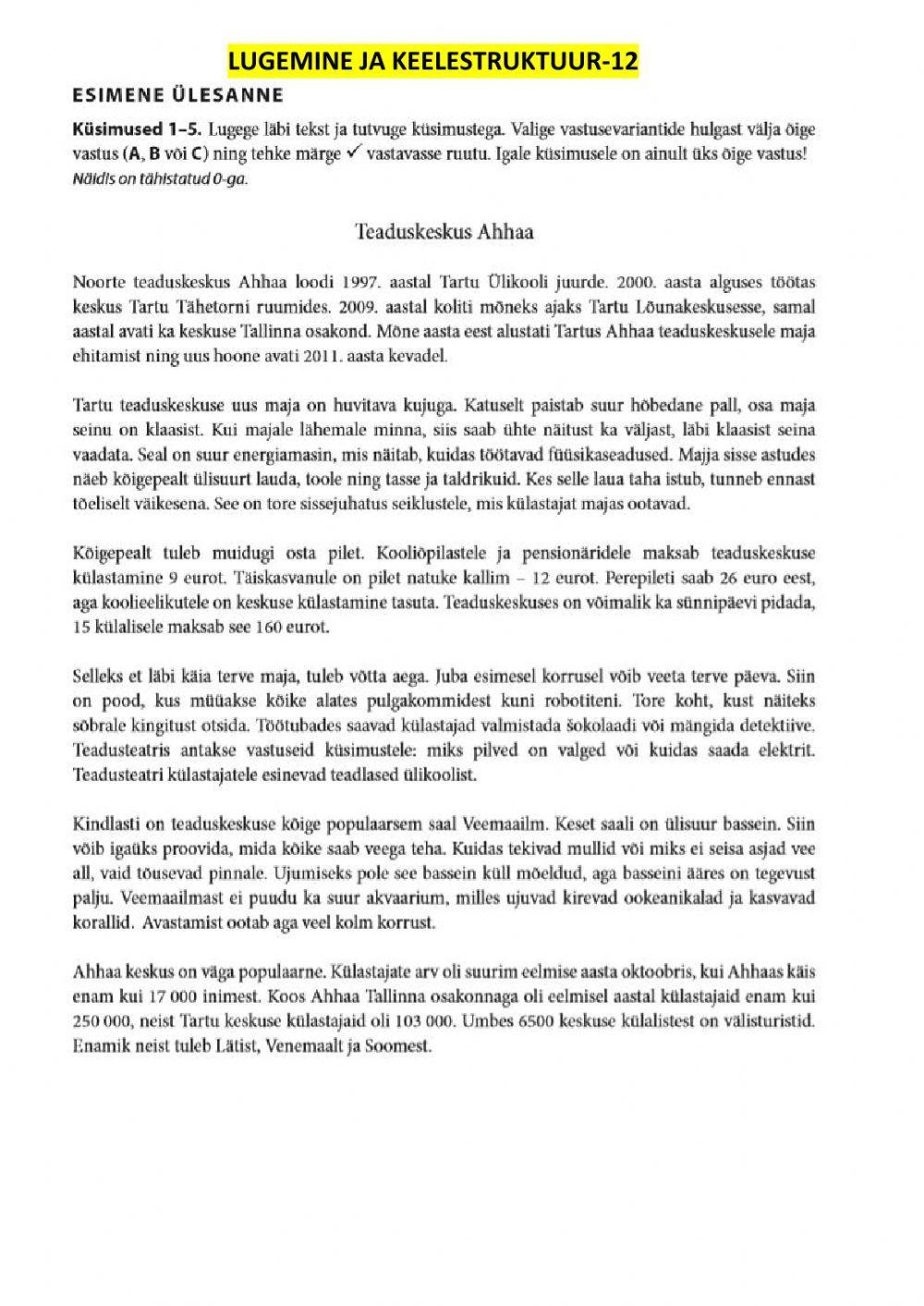 LUGEMINE ja KEELESTRUKTUUR-2012