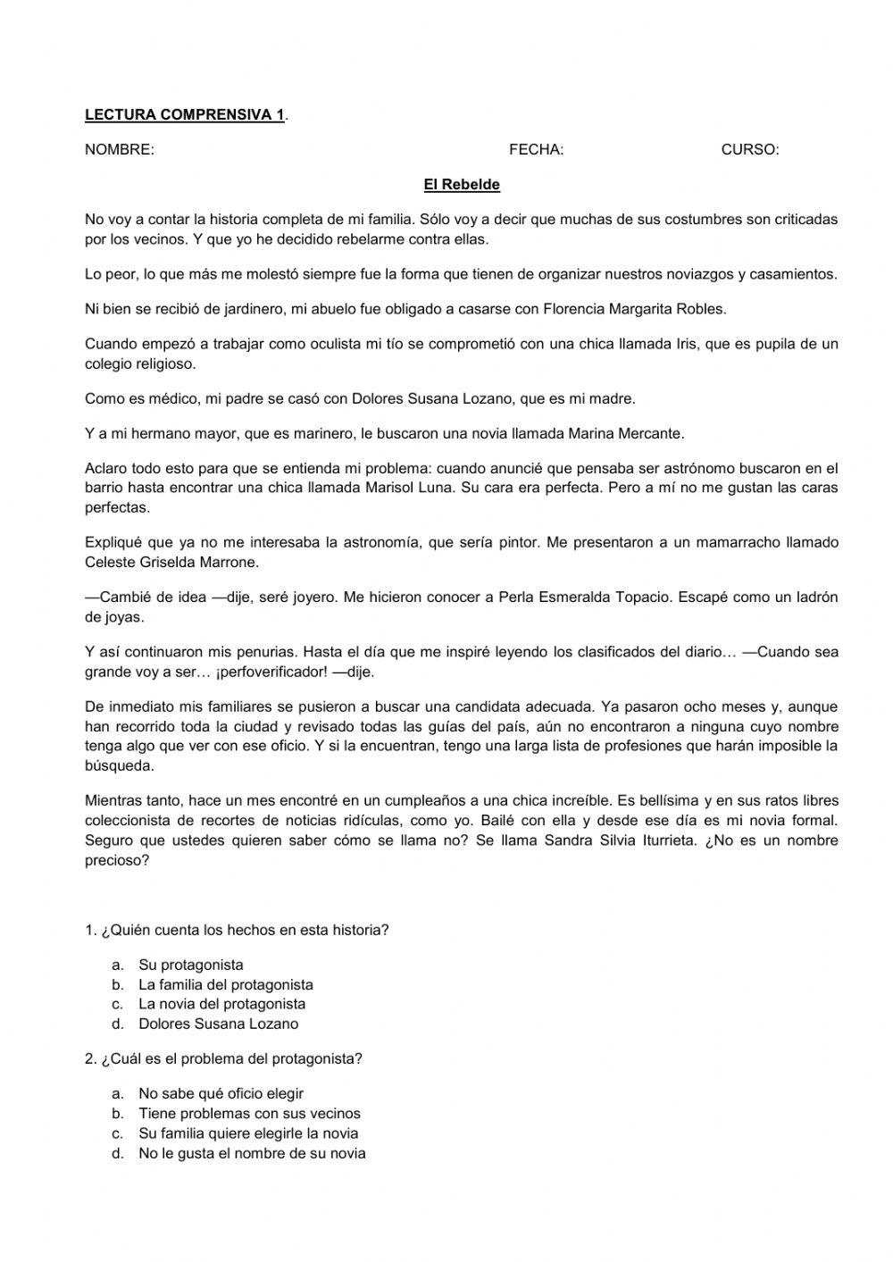 Lectura comprensiva 1 test