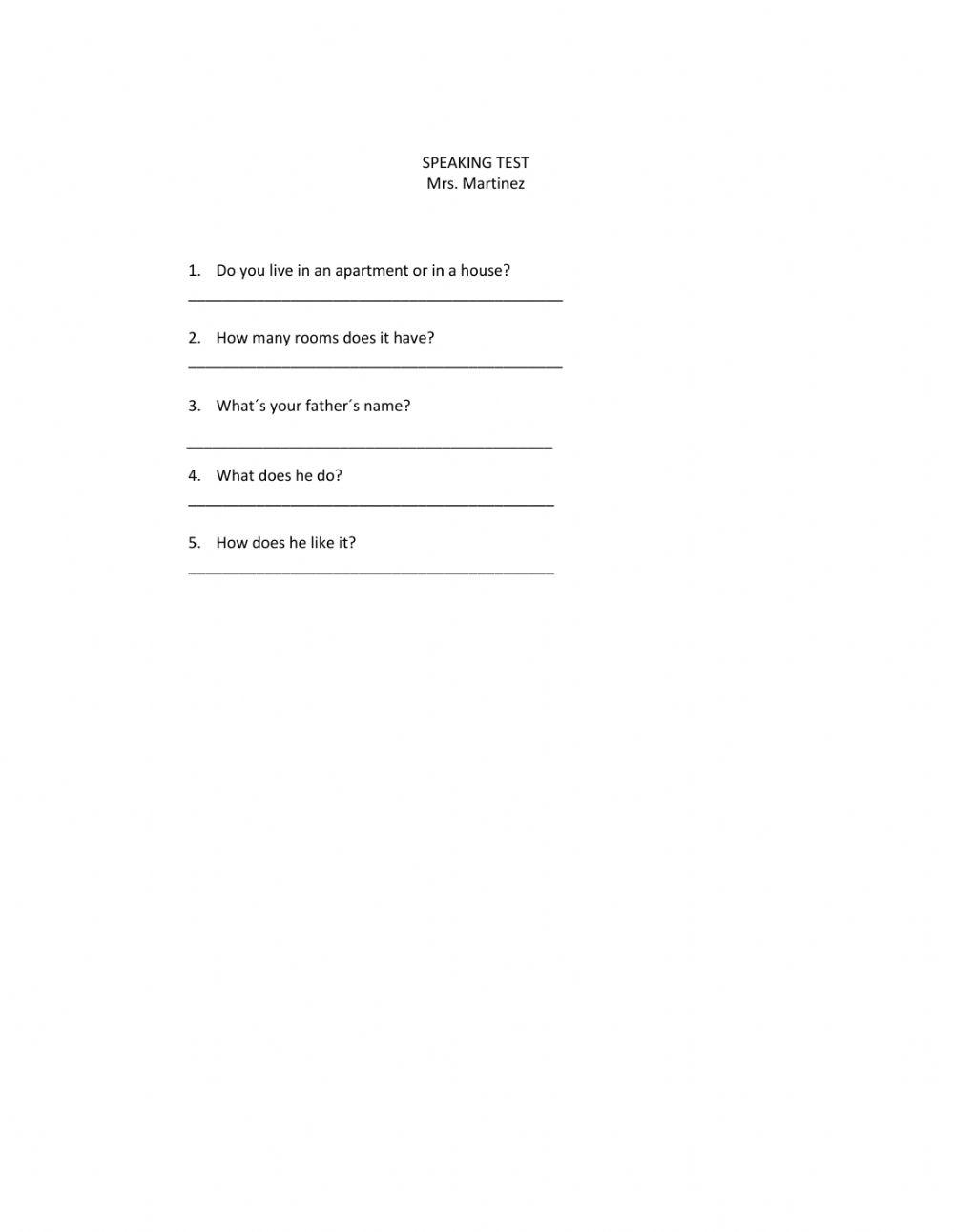 Speaking practice about yourself